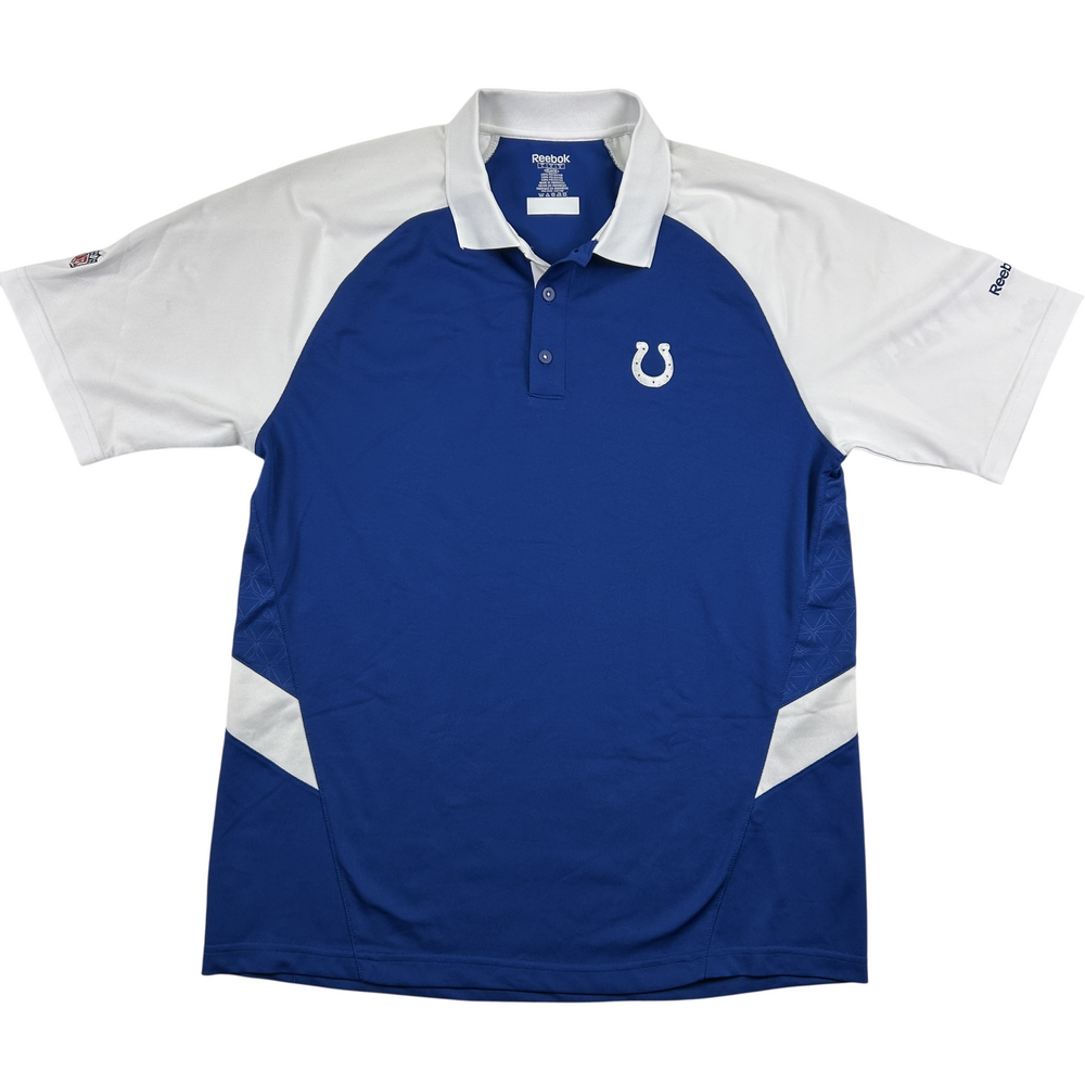 Reebok Indianapolis Colts Polo Shirt Mens Large Blue White NFL Football Logo